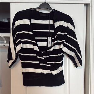 Black and White Striped Knit Top